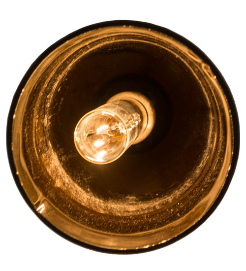 Meyda Lighting Tuscan Vineyard 5" Textured Black Mini Pendant Light With Amber Sandblasted Bottle Shade Glass