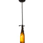 Meyda Lighting Tuscan Vineyard 5" Textured Black Mini Pendant Light With Frosted Amber Wine Bottle Shade Glass
