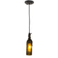 Meyda Lighting Tuscan Vineyard 5" Textured Black Mini Pendant Light With Green Wine Bottle Shade Glass