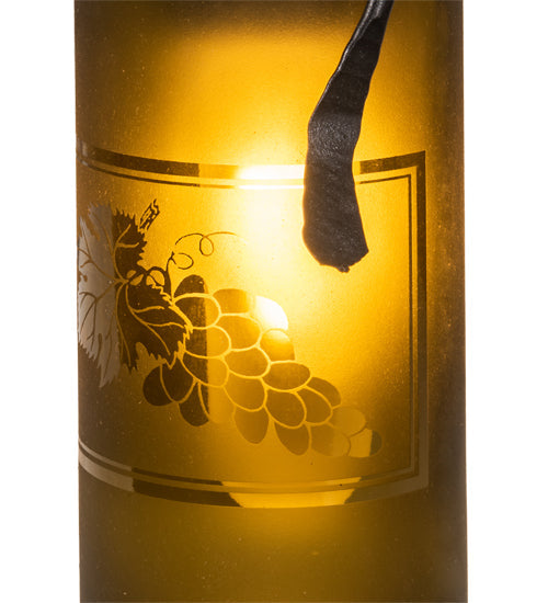 Meyda Lighting Tuscan Vineyard 5" Textured Black Mini Pendant Light With Green Wine Bottle Shade Glass
