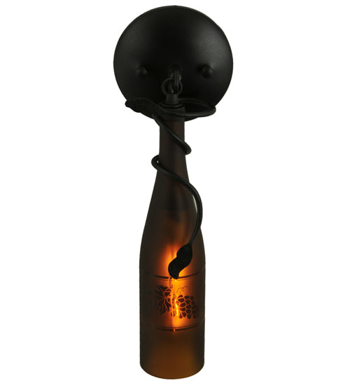 Meyda Lighting Tuscan Vineyard 5" Textured Black Wall Sconce With Amber Wine Bottle Shade Glass