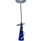Meyda Lighting Tuscan Vineyard 5" Wrought Iron Nickel Mini Pendant Light With Blue Wine Bottle Shade Glass
