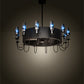 Meyda Lighting Tuscan Vineyard 50" 12-Light Textured Black Chandelier With Chrome Wine Bottle Shade and Fan