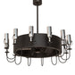 Meyda Lighting Tuscan Vineyard 50" 12-Light Textured Black Chandelier With Chrome Wine Bottle Shade and Fan