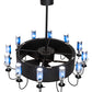 Meyda Lighting Tuscan Vineyard 50" 12-Light Textured Black Chandelier With Chrome Wine Bottle Shade and Fan