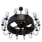 Meyda Lighting Tuscan Vineyard 50" 12-Light Textured Black Chandelier With Chrome Wine Bottle Shade and Fan