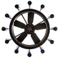 Meyda Lighting Tuscan Vineyard 50" 12-Light Textured Black Chandelier With Chrome Wine Bottle Shade and Fan