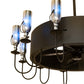 Meyda Lighting Tuscan Vineyard 50" 12-Light Textured Black Chandelier With Chrome Wine Bottle Shade and Fan