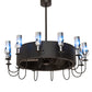 Meyda Lighting Tuscan Vineyard 50" 12-Light Textured Black Chandelier With Chrome Wine Bottle Shade and Fan