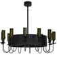 Meyda Lighting Tuscan Vineyard 50" 12-Light Textured Black Etched Grapes Chandelier With Grapes Shade Glass and Black Fan