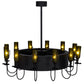 Meyda Lighting Tuscan Vineyard 50" 12-Light Textured Black Etched Grapes Chandelier With Grapes Shade Glass and Black Fan
