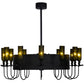 Meyda Lighting Tuscan Vineyard 50" 12-Light Textured Black Etched Grapes Chandelier With Grapes Shade Glass and Black Fan
