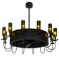 Meyda Lighting Tuscan Vineyard 50" 12-Light Textured Black Etched Grapes Chandelier With Grapes Shade Glass and Black Fan