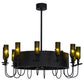 Meyda Lighting Tuscan Vineyard 50" 12-Light Textured Black Etched Grapes Chandelier With Grapes Shade Glass and Black Fan