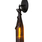Meyda Lighting Tuscan Vineyard 6" Black Wall Sconce With Amber Wine Bottle Shade Glass