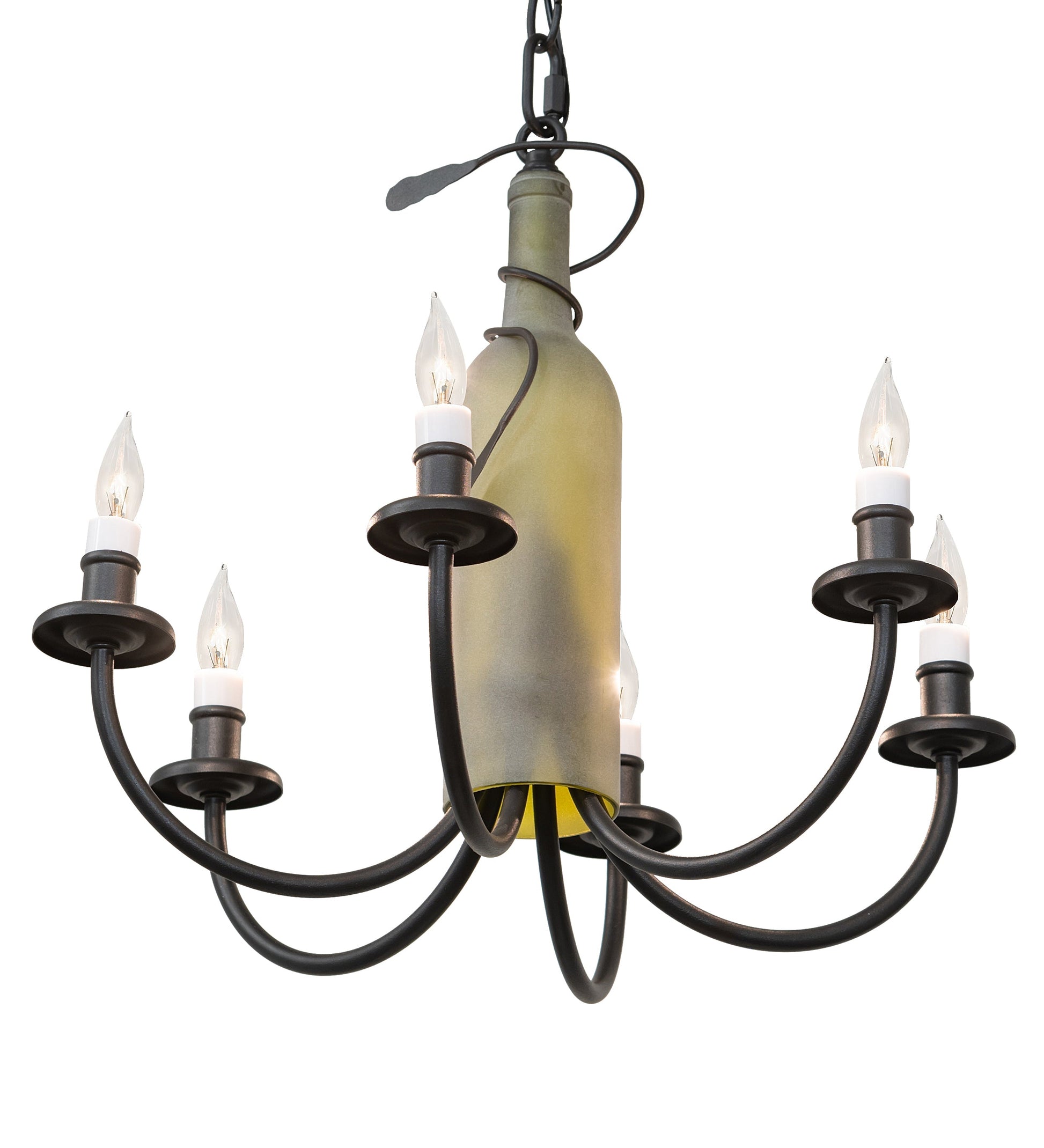 Meyda Lighting Tuscan Vineyard 65616 18" 6-Light Textured Black Chandelier