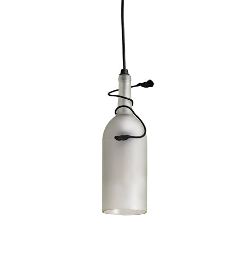 Meyda Lighting Tuscan Vineyard 71220 5" Black Mini Pendant Light With Frosted White Wine Bottle Shade Glass