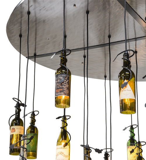 Meyda Lighting Tuscan Vineyard 72" 30-Light Steel Cascading Pendant Light With Multi-Colored Wine Bottle Shade Glass