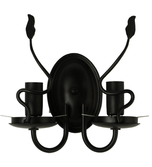 Meyda Lighting Tuscan Vineyard 9" 2-Light Textured Black Personalized Wall Sconce With Customer Supplied Bottles Shade
