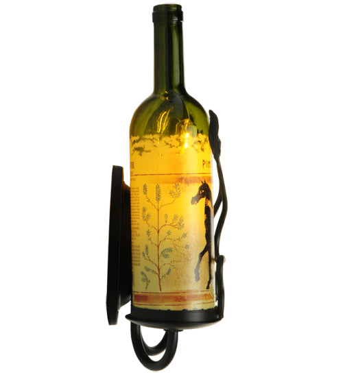 Meyda Lighting Tuscan Vineyard 9" 2-Light Textured Black Personalized Wall Sconce With Customer Supplied Bottles Shade