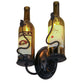 Meyda Lighting Tuscan Vineyard 9" 2-Light Textured Black Personalized Wall Sconce With Customer Supplied Wine Bottles Shade Glass