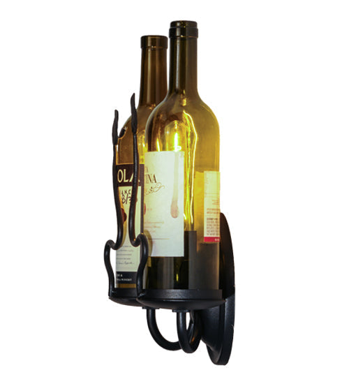 Meyda Lighting Tuscan Vineyard 9" 2-Light Textured Black Personalized Wall Sconce With Customer Supplied Wine Bottles Shade Glass