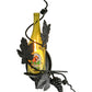 Meyda Lighting Tuscan Vineyard 9" Textured Black Personalized Wall Sconce With Yellow Wine Bottle Shade Glass