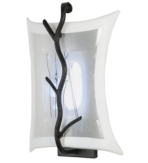 Meyda Lighting Twigs 10" LED Black Wall Sconce With White Shade Glass