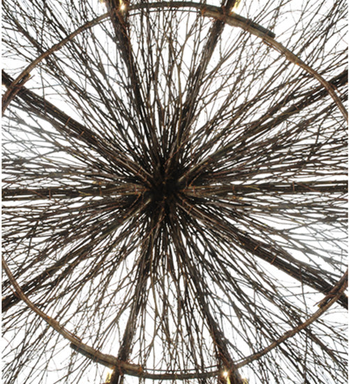 Meyda Lighting Twigs 100" 10-Light Terra Brown Chandelier With Ivory Faux Candlelight