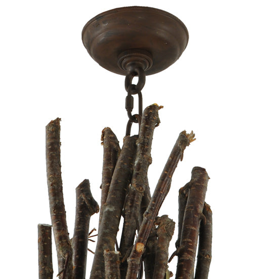 Meyda Lighting Twigs 100" 10-Light Terra Brown Chandelier With Ivory Faux Candlelight