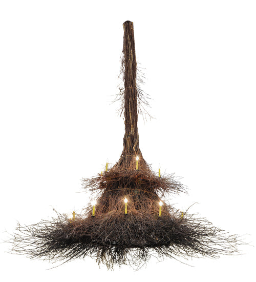 Meyda Lighting Twigs 120" 18-Light 2-Tier Timeless Bronze Chandelier With Faux Candlelight