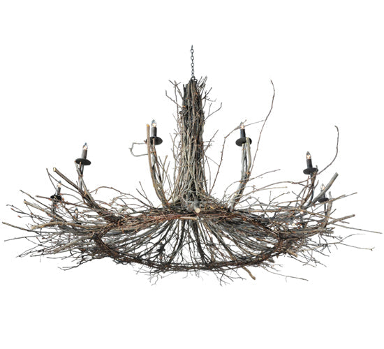 Meyda Lighting Twigs 132" 12-Light Mahogany Bronze Chandelier With Faux Candlelight