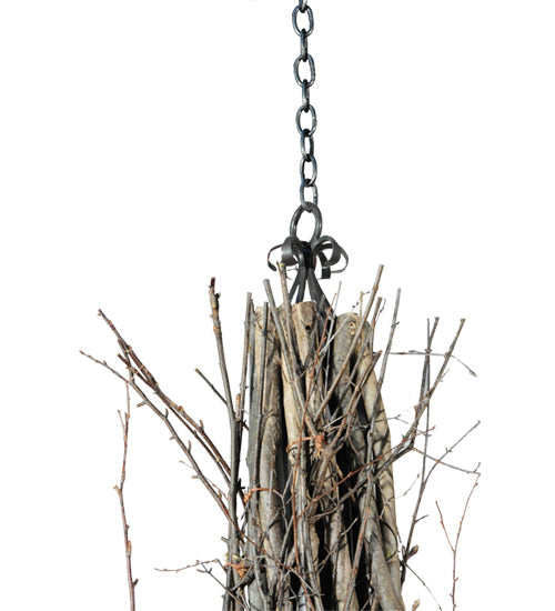 Meyda Lighting Twigs 132" 12-Light Mahogany Bronze Chandelier With Faux Candlelight