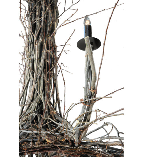 Meyda Lighting Twigs 132" 12-Light Mahogany Bronze Chandelier With Faux Candlelight