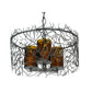 Meyda Lighting Twigs 14" 3-Lights Pewter Pendant Light With Frosted Amber Shade Glass