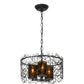 Meyda Lighting Twigs 14" 3-Lights Pewter Pendant Light With Frosted Amber Shade Glass