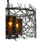 Meyda Lighting Twigs 14" 3-Lights Pewter Pendant Light With Frosted Amber Shade Glass