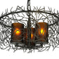 Meyda Lighting Twigs 14" 3-Lights Pewter Pendant Light With Frosted Amber Shade Glass