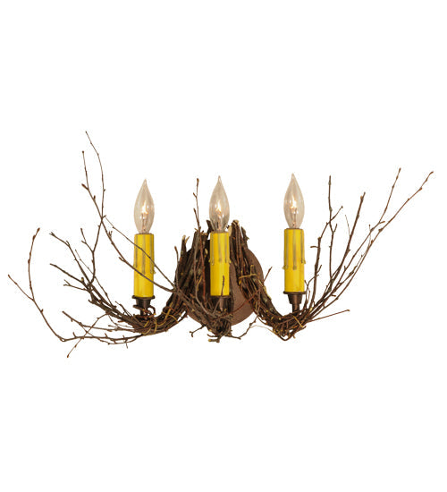 Meyda Lighting Twigs 16" Mahogany Bronze Wall Sconce With Ivory Faux Candlelight
