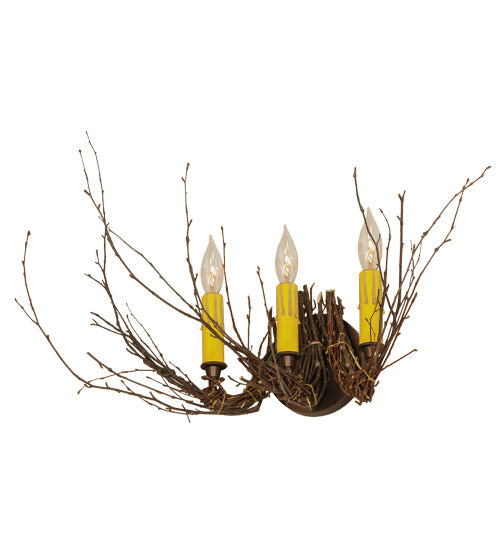 Meyda Lighting Twigs 16" Mahogany Bronze Wall Sconce With Ivory Faux Candlelight