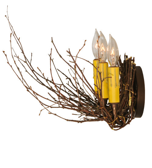 Meyda Lighting Twigs 16" Mahogany Bronze Wall Sconce With Ivory Faux Candlelight