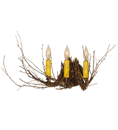 Meyda Lighting Twigs 16" Mahogany Bronze Wall Sconce With Ivory Faux Candlelight
