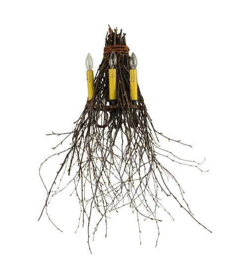 Meyda Lighting Twigs 20" 3-Light Timeless Bronze Wall Sconce With Ivory Faux Candlelight