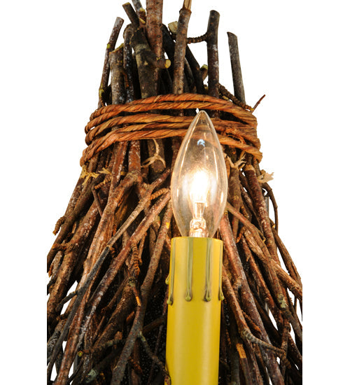 Meyda Lighting Twigs 20" 3-Light Timeless Bronze Wall Sconce With Ivory Faux Candlelight