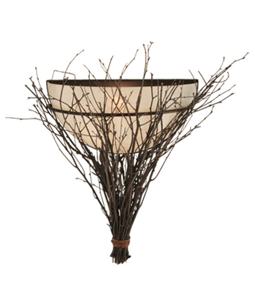 Meyda Lighting Twigs 20" Mahogany Bronze Wall Sconce With Fleshtone Idalight Shade