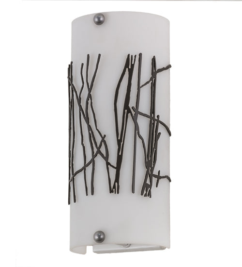 Meyda Lighting Twigs 247431 5" 2-Light Timeless Bronze Overlay Wall Sconce With White Statuario Idalight Shade