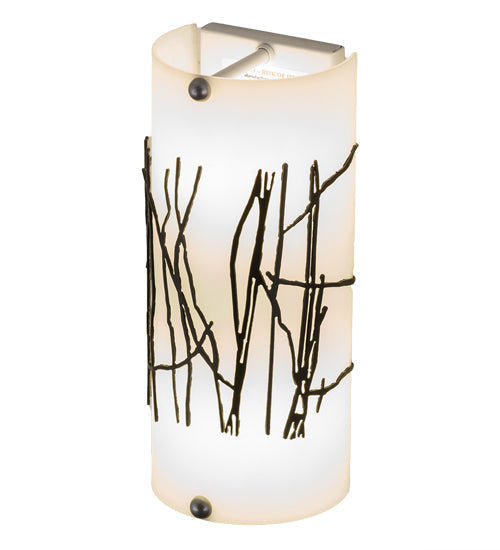 Meyda Lighting Twigs 247431 5" 2-Light Timeless Bronze Overlay Wall Sconce With White Statuario Idalight Shade