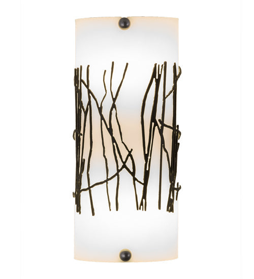 Meyda Lighting Twigs 247431 5" 2-Light Timeless Bronze Overlay Wall Sconce With White Statuario Idalight Shade