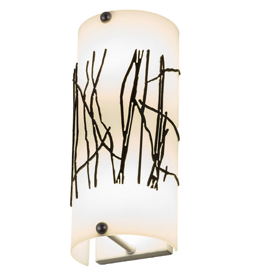 Meyda Lighting Twigs 247431 5" 2-Light Timeless Bronze Overlay Wall Sconce With White Statuario Idalight Shade