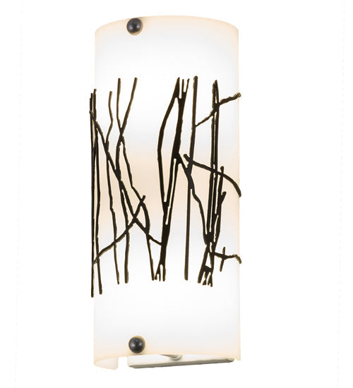 Meyda Lighting Twigs 247431 5" 2-Light Timeless Bronze Overlay Wall Sconce With White Statuario Idalight Shade